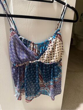 Free People Alix Patchwork Camisole in Blue Multi